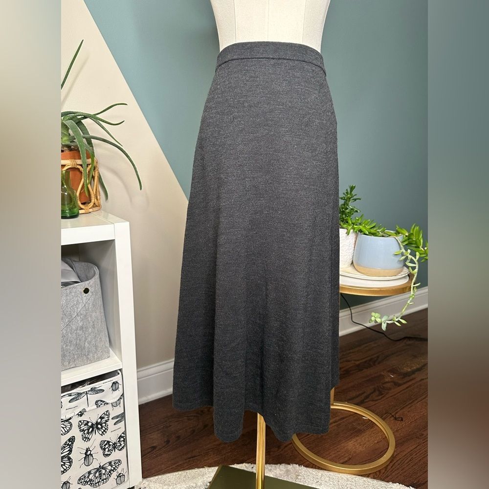 Eileen Fisher Petite Merino Wool Midi Skirt NWT | A-Line Capsule Wardrobe Medium - Picture 2 of 10